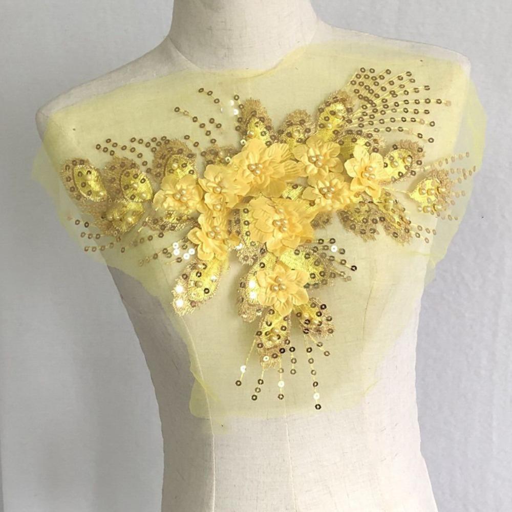 Embroidery Flower Mesh Bead Phoenix Tail Flower Embroidery Patches New Clothing Sew Patches Party