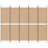 5 Panel Room Divider Beige 250 x 200 cm Fabric
