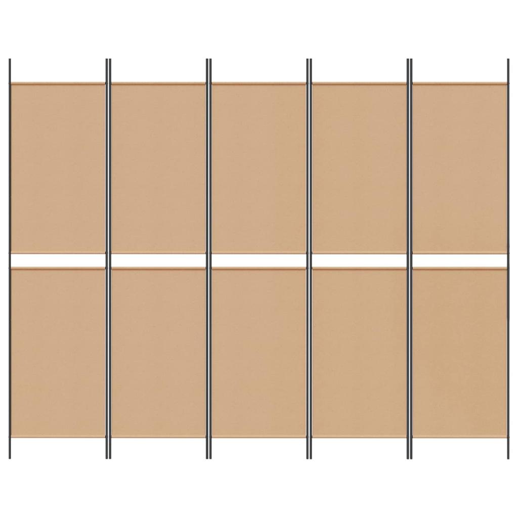 5 Panel Room Divider Beige 250 x 200 cm Fabric