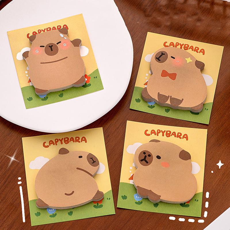 30Pcs Cartoon Kawaii Capybara Special Shaped Sticky Notes Portable Durable Message Paper Self-Adhesive Creative Cartoon Notepad