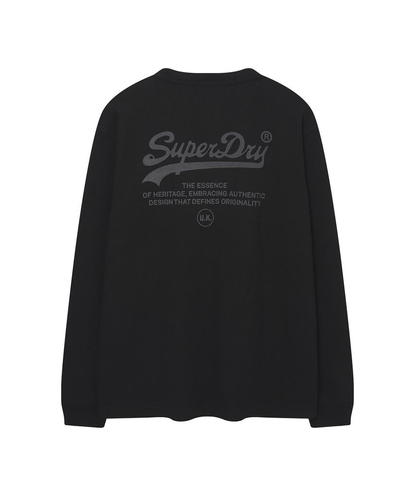Syupeodeulai Вафельная футболка с длинным рукавом Черный Sduilaq04Blk