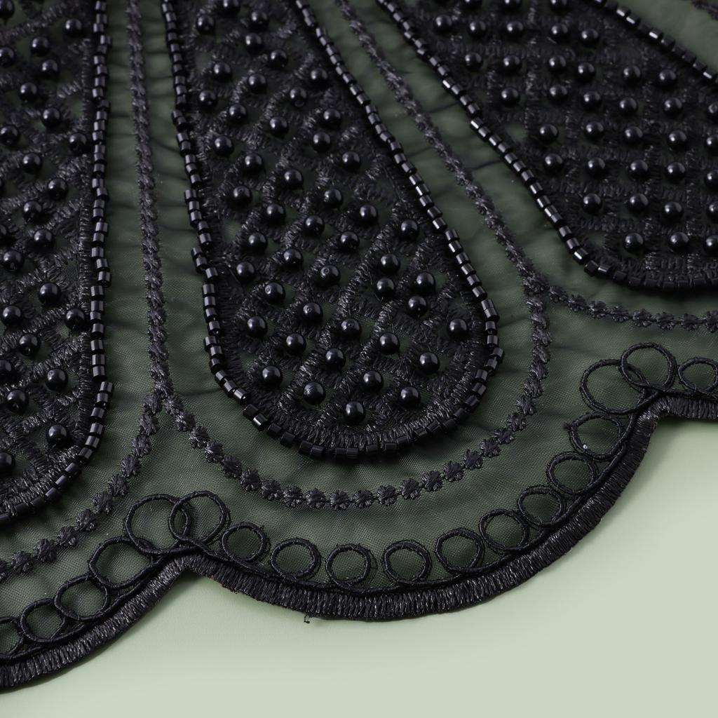 Eugen Yarn Белая вышитая рисовая бисерная трехмерная вышивка с имитацией воротника Женская универсальная шаль