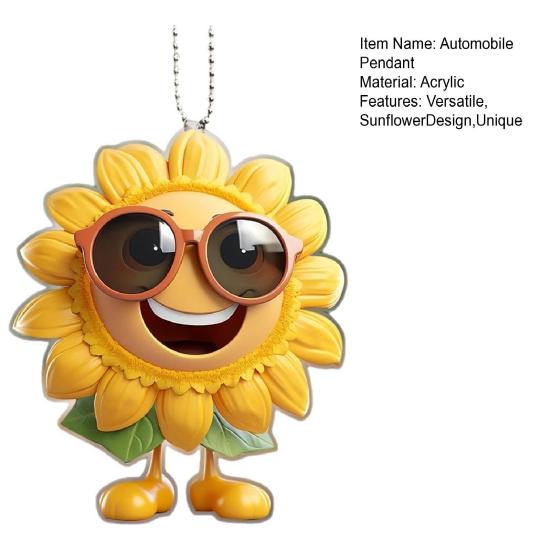 Подвеска на зеркало заднего вида автомобиля 'Подсолнух' Акриловое украшение для автомобиля для рождественской елки Легкое подвесное украшение