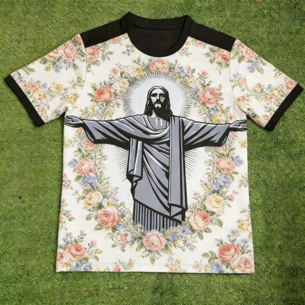 Модная футболка с принтом JESUS в европейском стиле Летняя детская Повседневная Верх для улицы Девочка и Мальчик Футболки с коротким рукавом Топ Пуловер