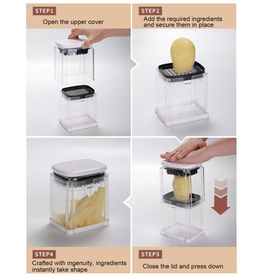 Ручной измельчитель овощей из нержавеющей стали, нарезка для картофеля фри, для нарезки кубиками, ломтиками, легко нажимаемый овощерез для картофеля, моркови, лука