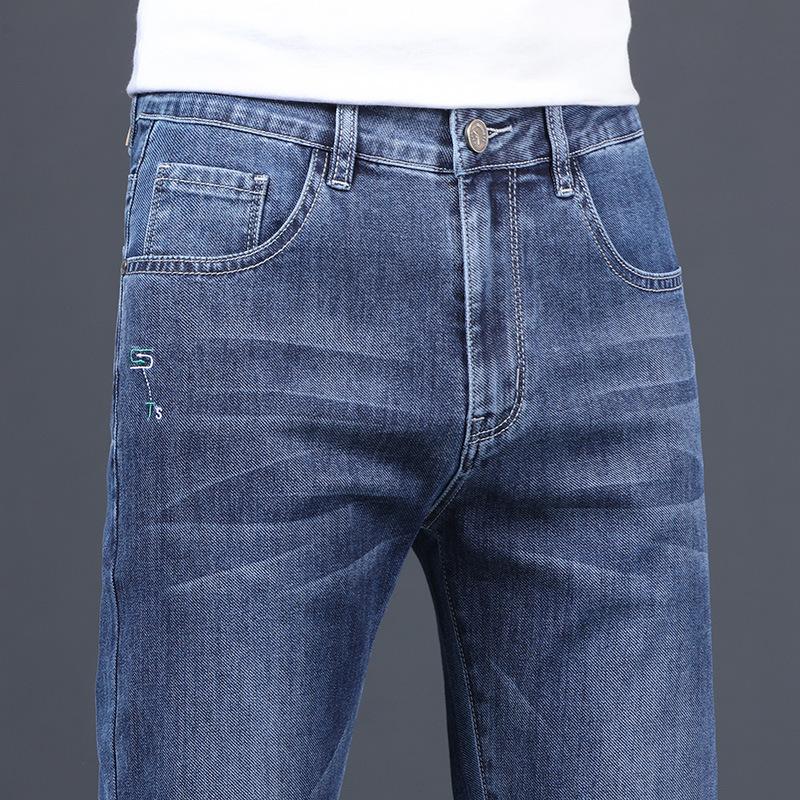 Spring and Autumn Men's Jeans Straight Slim Elastic Hundred Trend of Casual Men's Long Trousers