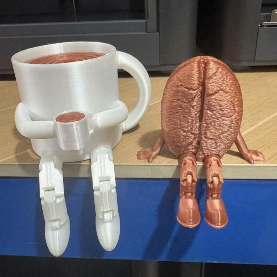 3D-печатная шарнирная фигурка кофейной кружки, подвижная настольная статуэтка, милый орнамент в виде кофейного зерна, креативный декор для офиса и дома, забавный подарок на день рождения