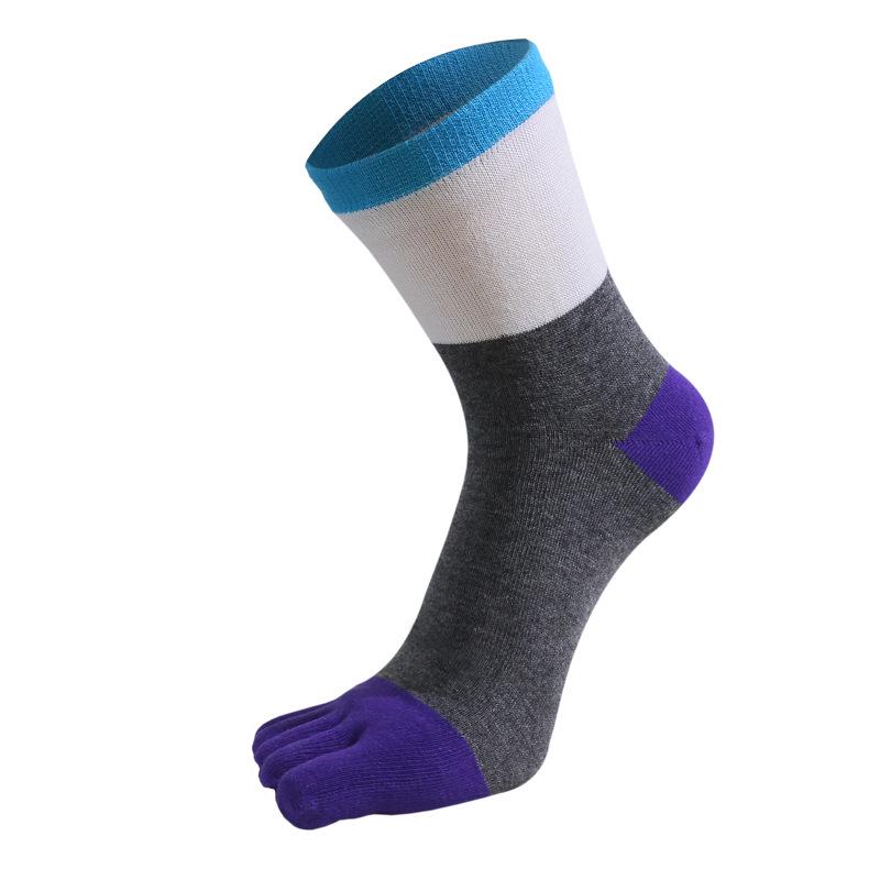 Men's Cotton Five-Toe Socks, Sweat-Absorbing, Mid-Calf, Suitable for All Seasons