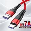 0,25 м/1 м/2 м/3 м 100 Вт 7 А USB на Type-C Кабель для сверхбыстрой зарядки Плетеный нейлоновый шнур Для зарядного устройства телефона Samsung Huawei Xiaomi