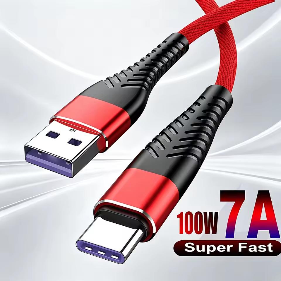 0,25 м/1 м/2 м/3 м 100 Вт 7 А USB на Type-C Кабель для сверхбыстрой зарядки Плетеный нейлоновый шнур Для зарядного устройства телефона Samsung Huawei Xiaomi
