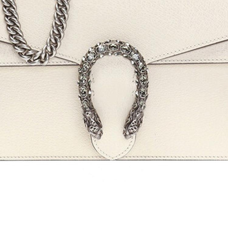 GUCCI Dionysus Leather Crossbody Bag, Shoulder Bag Small Womens White