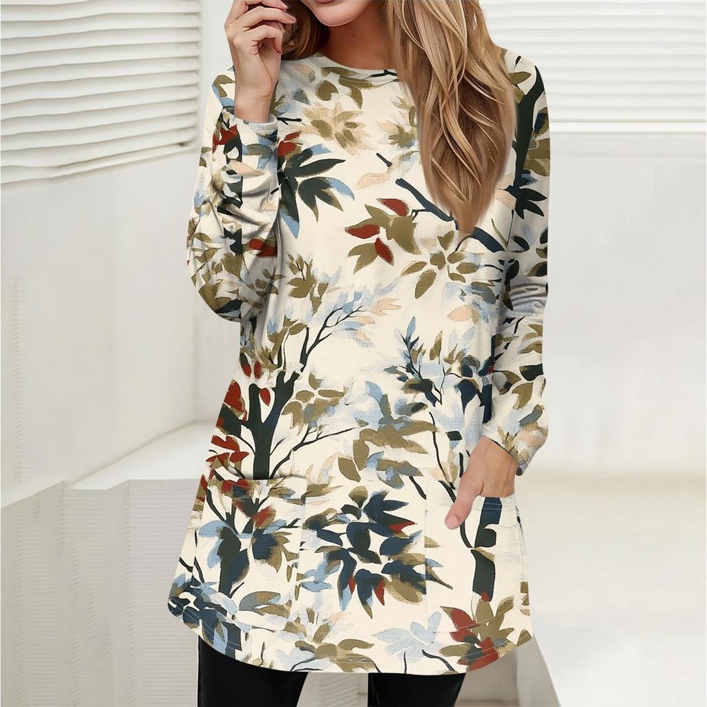 Women's Sweatshirt Pullover Active Sportswear Pocket Print Casual Round Neck Long Sleeve Top