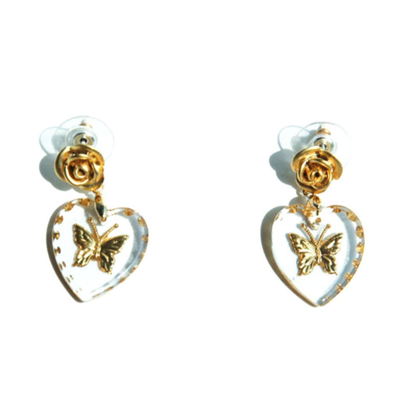 LOVUEE Golden Rose Butterfly Crystal Earrings