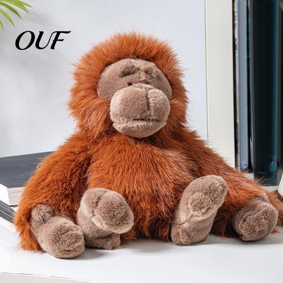Whimsical Plush for Nursery Gorilla Doll, Realistic Stuffed Animal Toy Kids, Soft Fluffy Cuddly Long Haired Ape Orangutan Plushie with Thick Fur, Home