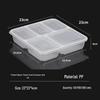 Fangcaodi Disposable 5-Compartment Square Plastic Lunch Box with Lids, 200 Sets