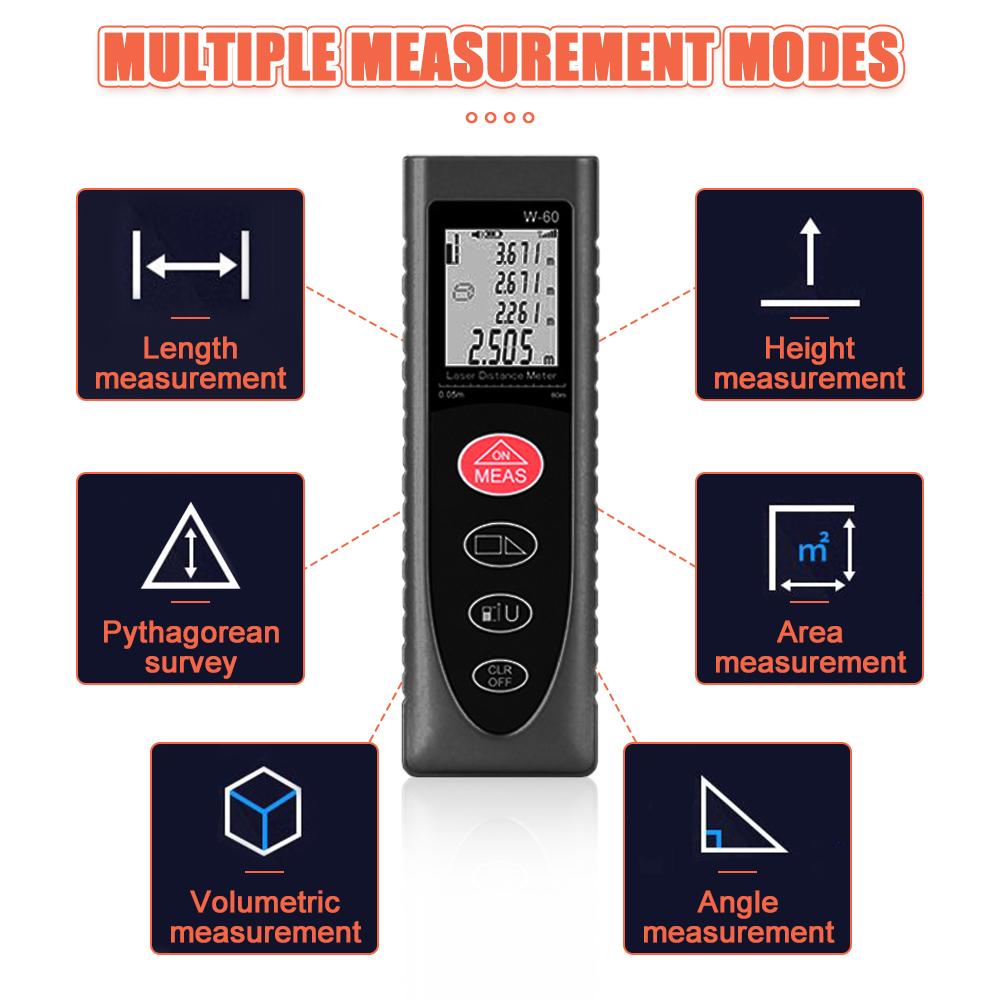 Мини-лазерный дальномер 40/60/80 м, портативный телеметр, диаметр, умный цифровой лазерный дальномер, зарядный лазерный дальномер