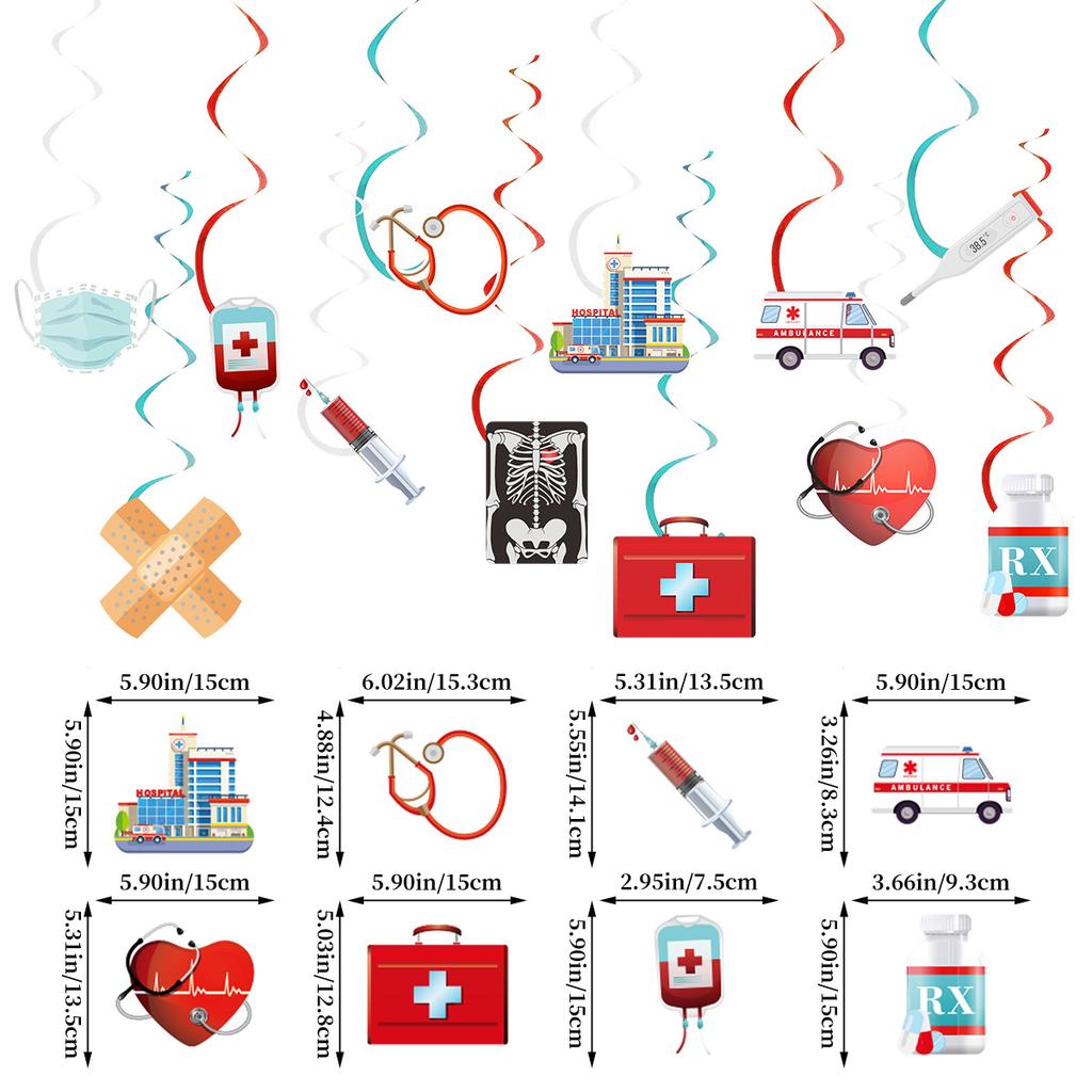 12 шт. Медицинский день Выпускной вечеринка Украшение Спиральная подвеска Выпускной вечер Спиральная подвеска