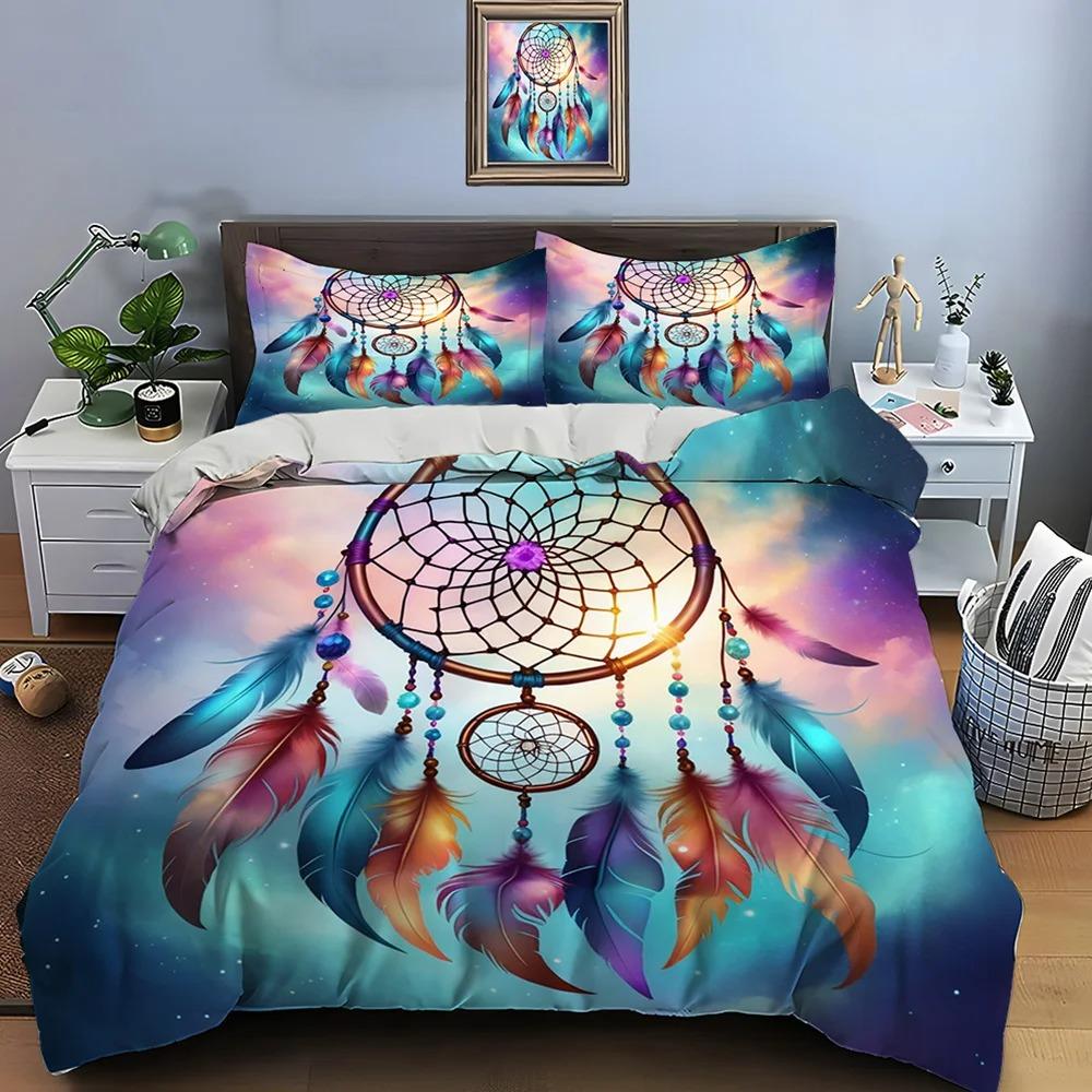 Fantasy Dream Catcher Print Bedding Set Duvet Cover 1 Duvet Cover 1/2 Pillowcases Adult and Kids Bedding Set Luxury