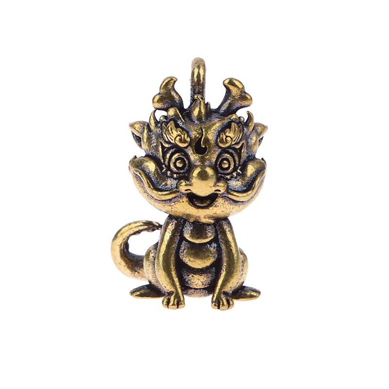 1 шт., винтажные латунные китайские фигурки драконов и зверей, подвески для автомобильных ключей, латунные брелки для ключей с животными, подвесные ювелирные изделия, брелоки
