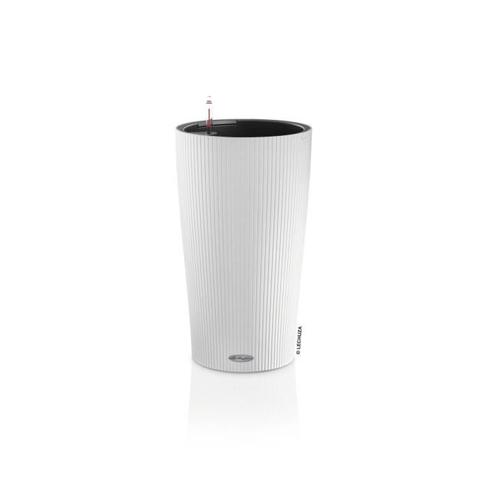 LECHUZA Pot de fleurs - Cilindro color 32 - Ø 32 x 56 cm - 13 L - Kit complet - Blanc
