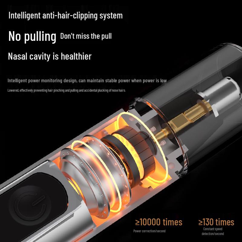 Upgraded Noise-Reducing Nose Hair Trimmer with Intelligent Display and Portable Design.