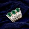 Штампованное серебро 925 пробы Зеленый оникс Драгоценный камень Модные украшения Кольцо ручной работы для нее RR-20-7