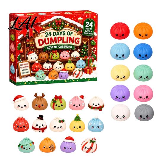 Family Christmas Tradition Squeezy Toy Advent Calendar 2026 24 Days Dumpling Toys Countdown December Daily Surprise Calendar Decor Jumbo Mini