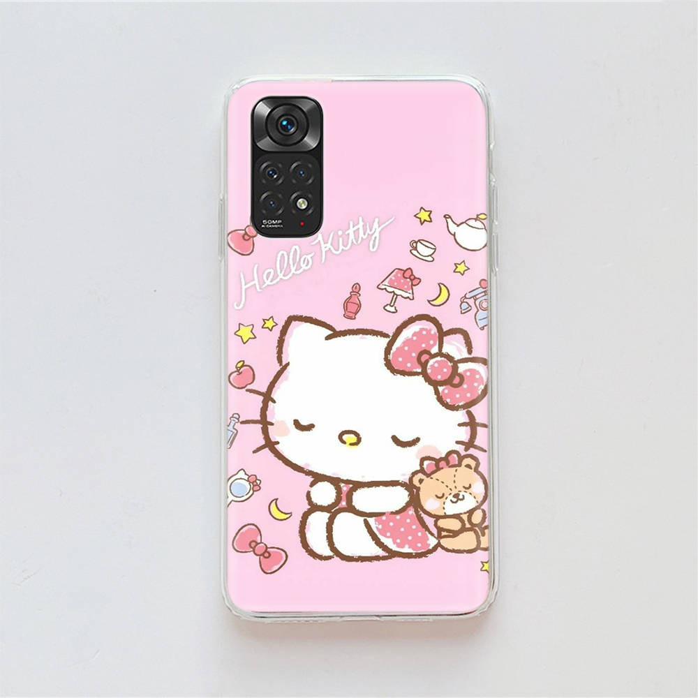 Чехол KT70 Hello Kitty для Samsung A04 A14 A23 A34 A54 M23 M33 M52 M53 Realme 10 9 C30S C35 C55 VIVO Y02S Y21 Y33S Y51 X80 Pro Прозрачный чехол