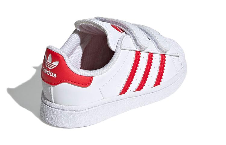 adidas Оригинальные SUPERSTAR Удобные Дышащие Низкие Скейтбордические Кроссовки Белые Красные Для Младенцев и Малышей FZ0644