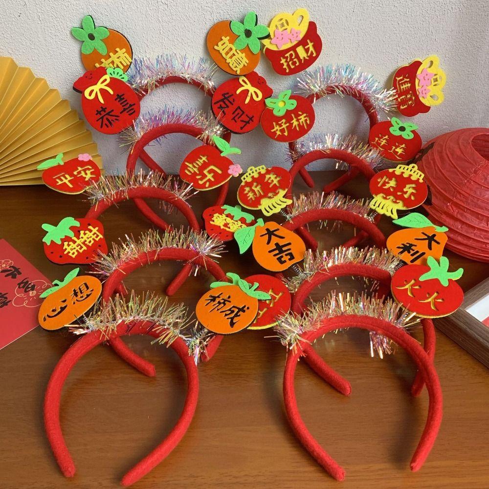 Cartoon 2025 New Year Headband Red Hairband Festive New Year Headwear Snake Year Headband  Men