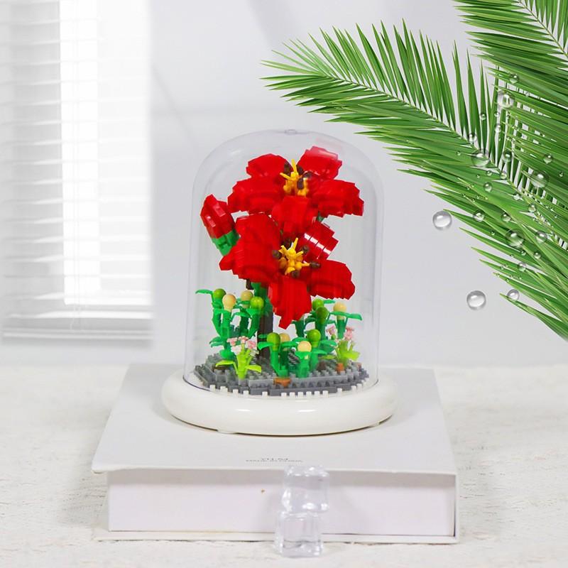 Букет Вечных Цветов Бонсай Комнатное Растение Модель Микро Строительные Блоки Украшение для Дома Головоломка Игрушки Детские Подарки на День Рождения Рождество