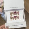 Handmade Fine Flicker French Smile Cat Eye Fine K9 Diamond Sweet Wine Peach Heart Wear Nail Sticker