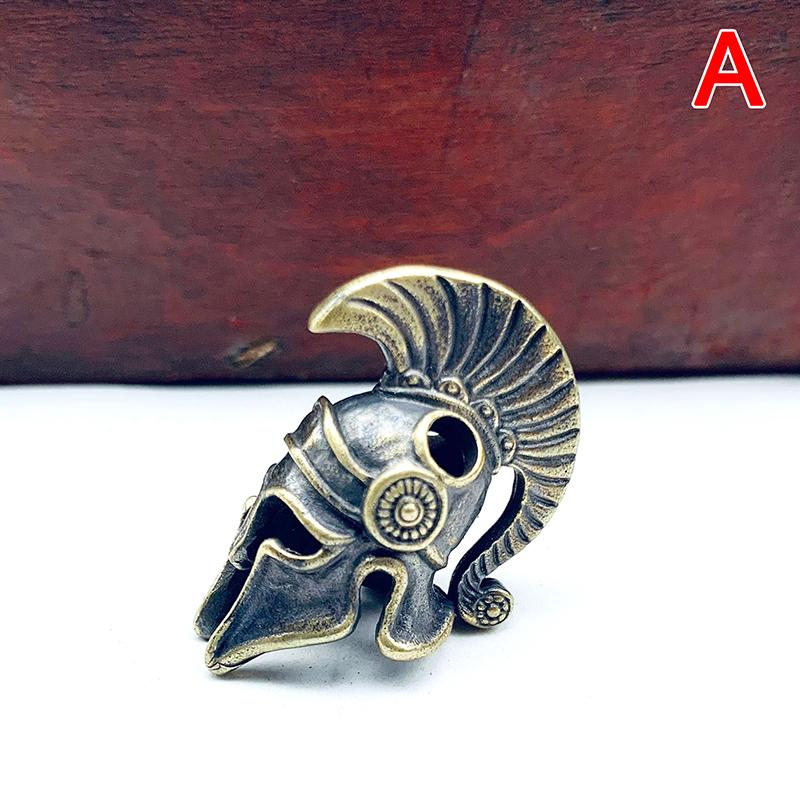 Brass Spartan Helmet Paracord Rope Beads Pendant Outdoor Tool Jewelry Accessory
