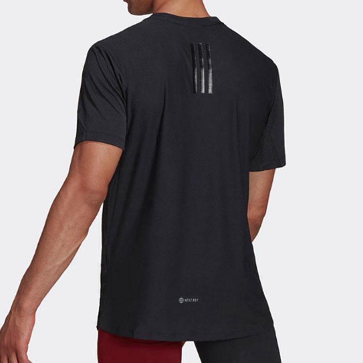 Adidas Спортивная тренировочная повседневная футболка с круглым вырезом, мужские топы, черные HC4230