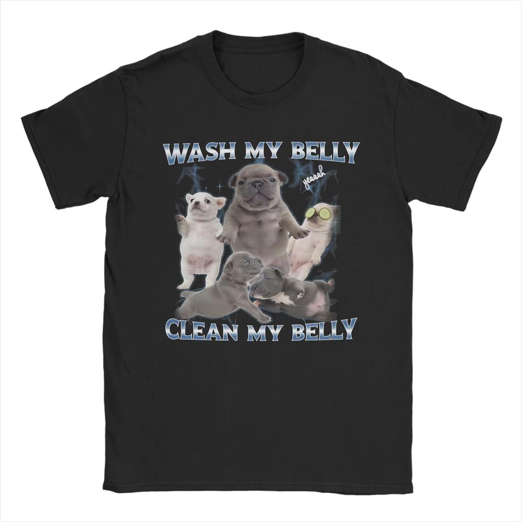Unisex Clothing Unisex Unisex Women Pibble Dog Wash Clean My Belly Funny Meme Shirt Pure Cotton Printed Tee Shirts Clothing Outfits