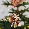 Santa Claus Dog Christmas Ornaments Funny Santa Claus Riding Puppy Ornaments 2D Acrylic Animal Christmas Hanging Decoration for Dog Lovers