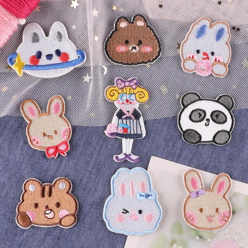 9 Pcs Animal Sew On/Iron On Patches Cartoon Panda Embroidered Patches Sewing Patches Applique Patches for Bag Decoration