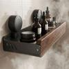 Walnut Finish Bathroom Shelf Strong Grip Bathroom Storage Rack Wall Mounted Organizer  Vanity