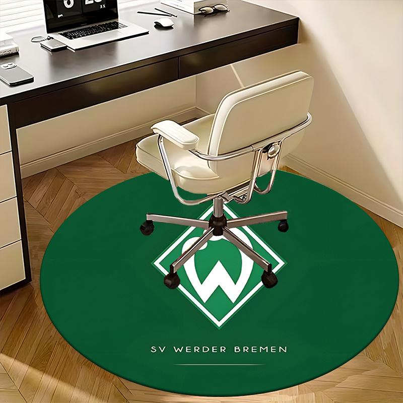 SV Werder Bremen, Логотип Футбольной Команды, Коврик-подкладка под стул, Круглый Ковер, Офисный Ковер, Можно стирать в машине, Нескользящий, Подходит для Гостиных, Спален