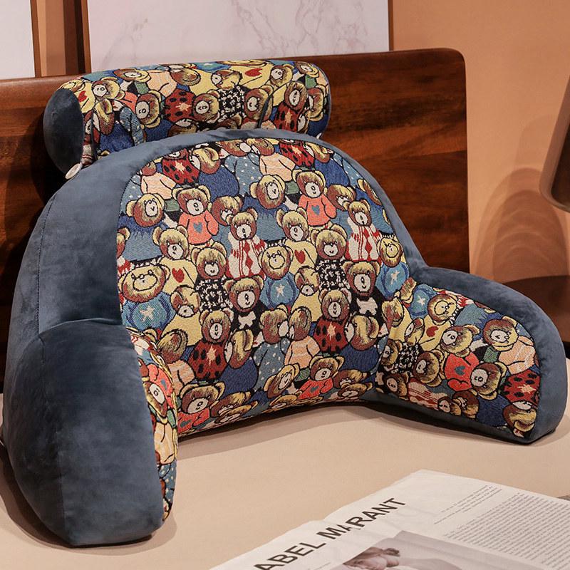 Большая жаккардовая прикроватная подушка с рисунком - всесезонная поддержка поясницы для кровати и офиса