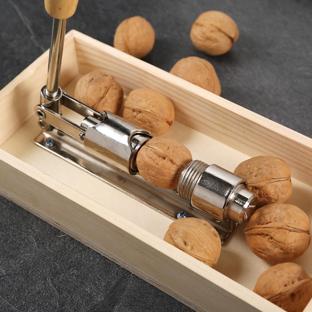 Easy To Use Manual Nut Cracker Stainless Steel Heavy Duty Walnut Shelling Machine With Storage Box Walnut Clip Elderly