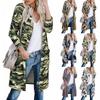 Women's Fashion Casual Printed Pocket Cardigan Medium And Long Coat