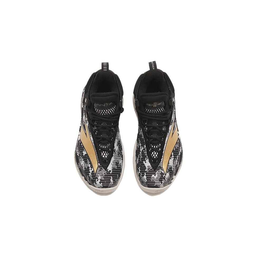 Anta Баскетбольные кроссовки для детей, нескользящие, амортизирующие, износостойкие, дышащие, с низким верхом, детские баскетбольные кроссовки, черное золото 312241130-1