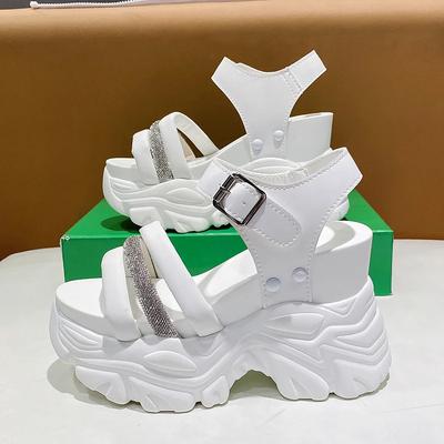 Модные новые босоножки на толстой платформе, женские босоножки на высоком каблуке, сексуальные босоножки с открытым носком, кроссовки на танкетке, 10 см, женские пляжные летние босоножки