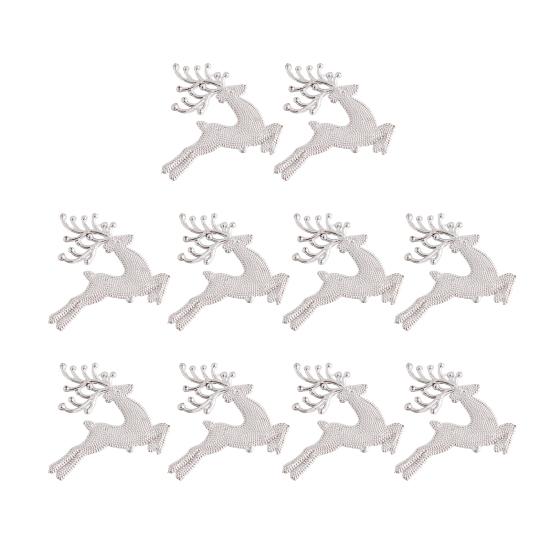 10 шт. Пластиковые подвесные украшения в виде оленей, Блестящие украшения в виде лосей для рождественской елки, Праздничные украшения для вечеринки, Рождественские подарки