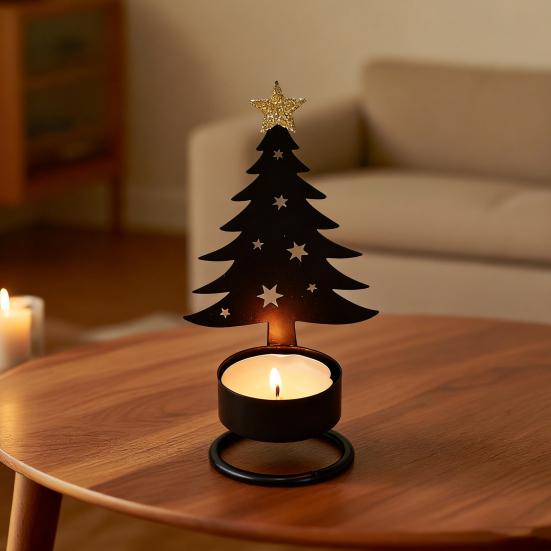 Металлический подсвечник в виде рождественской елки, маленький подсвечник в форме дерева, праздничный настольный центральный элемент для украшения дома, полки, камина