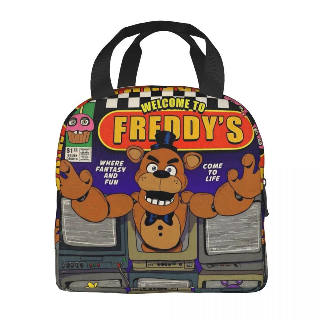 Изолированные сумки для ланча FNAF Мерч At Freddys Контейнер для ланча Повседневный Термосумка Ланч-бокс Для пикника