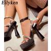 Eilyken 2023 новые сандалии на платформе с пряжкой и ремешком, женская обувь на высоком каблуке, летняя пикантная обувь с открытым носком для банкетов и вечеринок