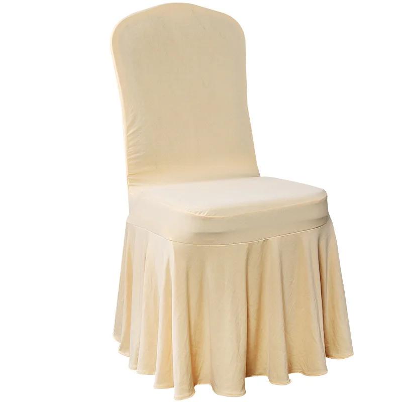 Solid Color Wedding Chair Cover Party Decoration Spandex With Skirt Pleated Use Elastic Stretch Dining Luxury Birthday Banquet