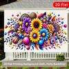 2D plane, bright flowers and circular background fabric, multi-purpose party, garden, home decoration, polyester fiber